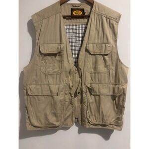 Woolrich Tactical Vest Pockets Utility Fishing Hunting Men's Size L Khaki Lined